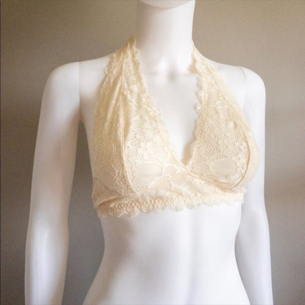 NWT Boutique Free People Galloon Lace Halter Bralette